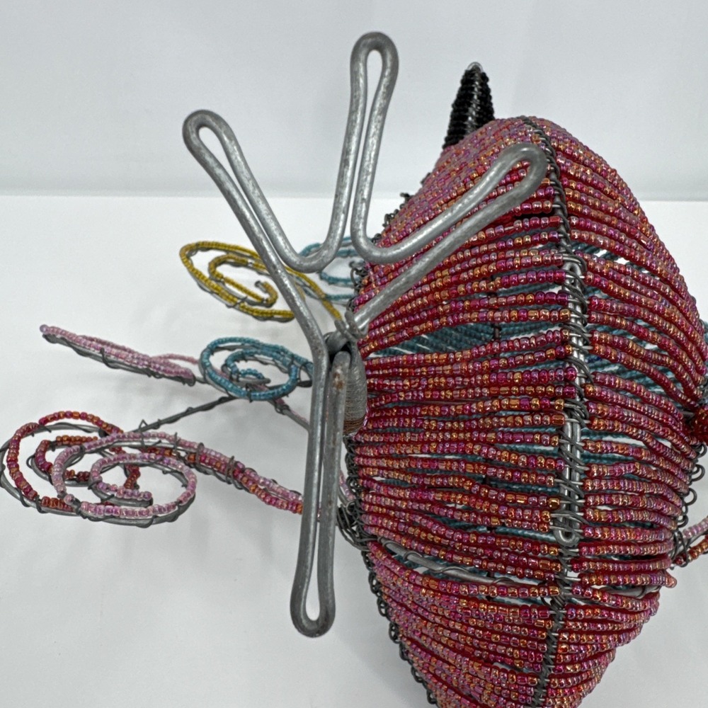 Beadworx Beaded Peacock Figurine Wire and‎ Bead Art Freestanding Bird - Picture 10 of 13